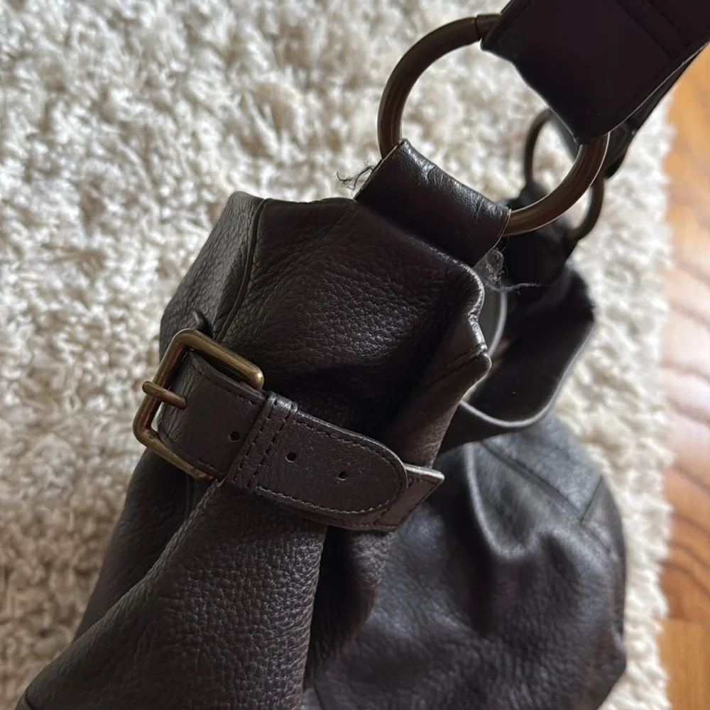 Vintage GAP Leather Dark Brown Pebbled Slouch Hobo Shoulder Bag Purse